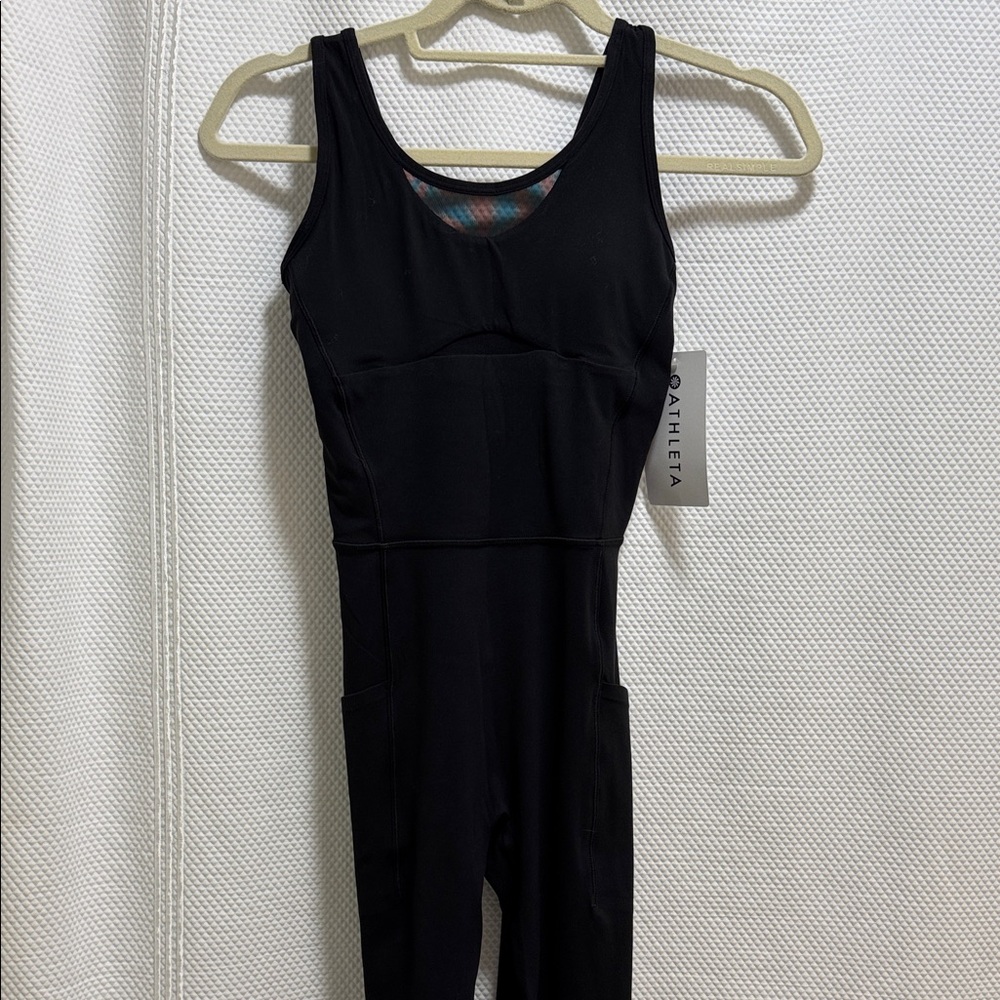 Athleta Black Salutation Mesh 7/8 Bodysuit
